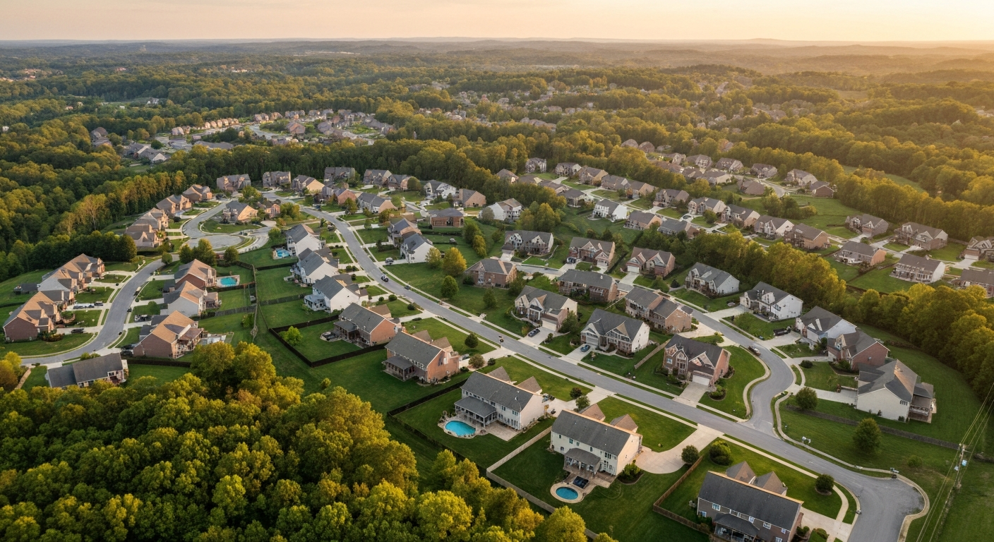 best-south-charlotte-suburbs-tlg Best South Charlotte suburbs: aerial view of suburban Charlotte