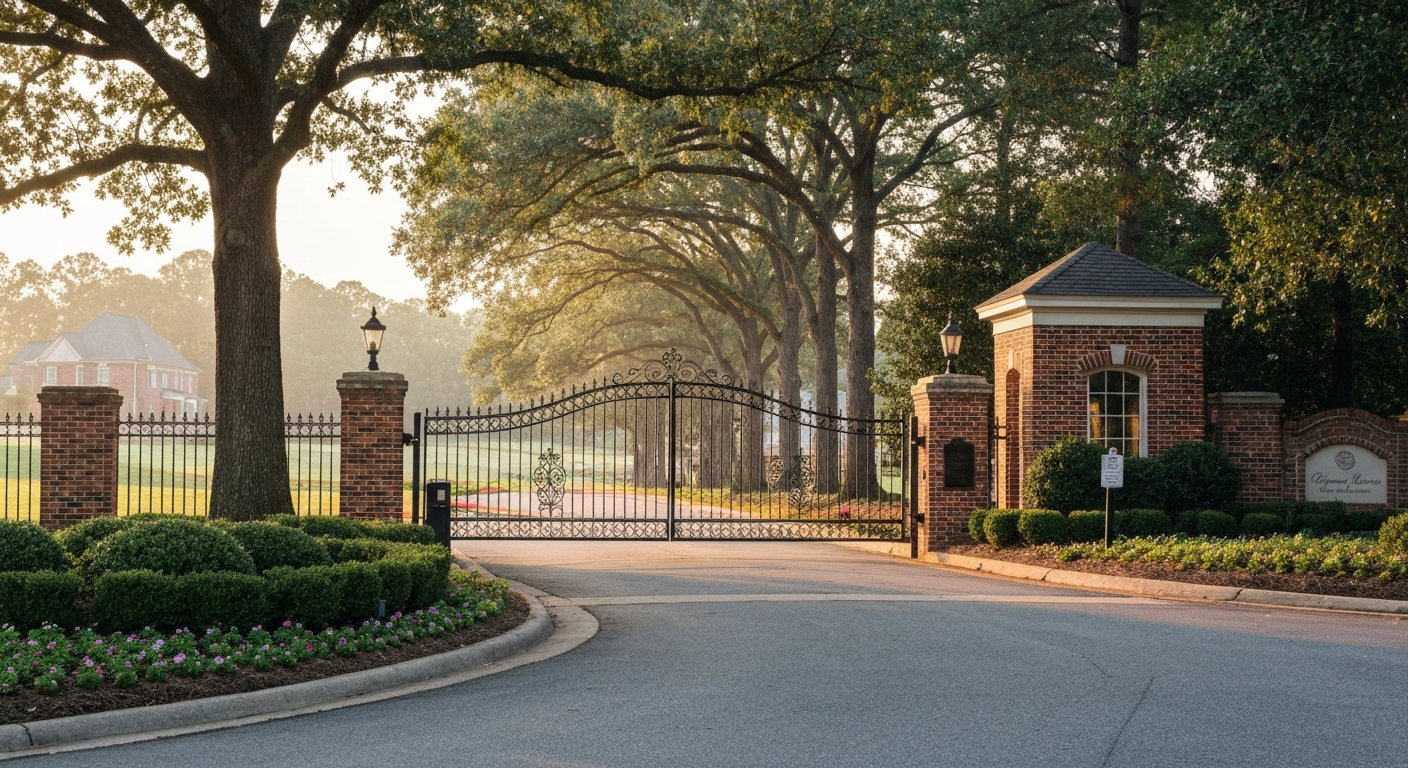 Gated communities in Marvin NC entrance Gated communities in Marvin NC: entrance gate to luxury Charlotte area subdivision