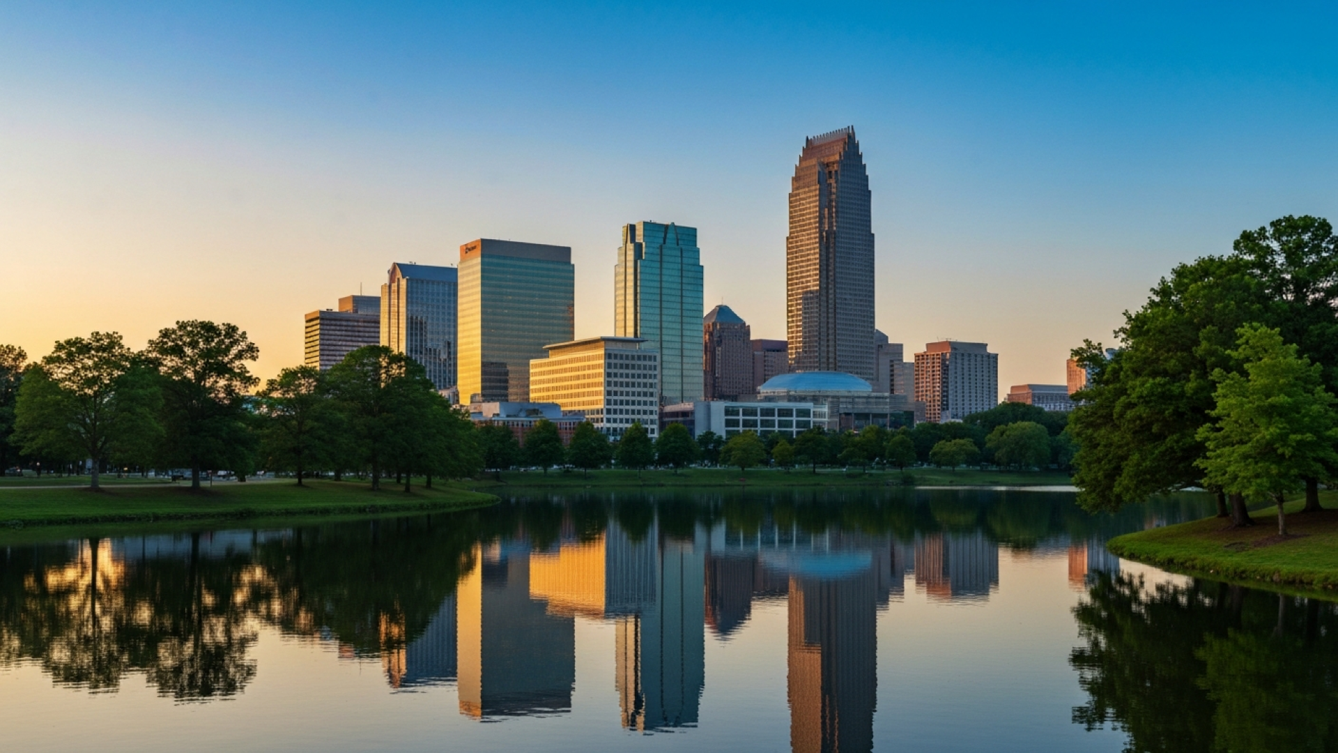 Relocating to Charlotte NC Guide Relocating to Charlotte NC - Charlotte skyline at golden hour