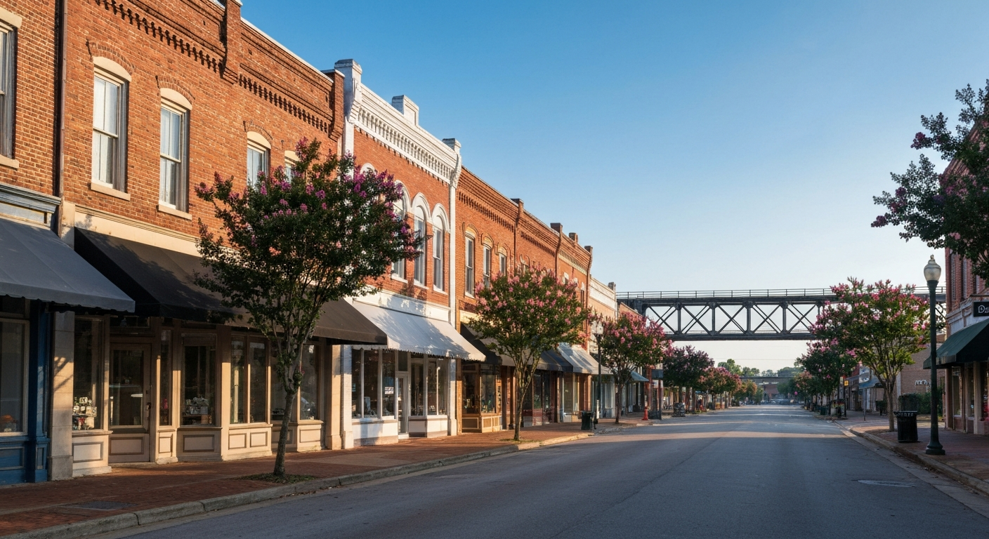 Waxhaw NC Relocation Guide — Downtown Main Street Waxhaw NC relocation guide — historic downtown main street with brick storefronts