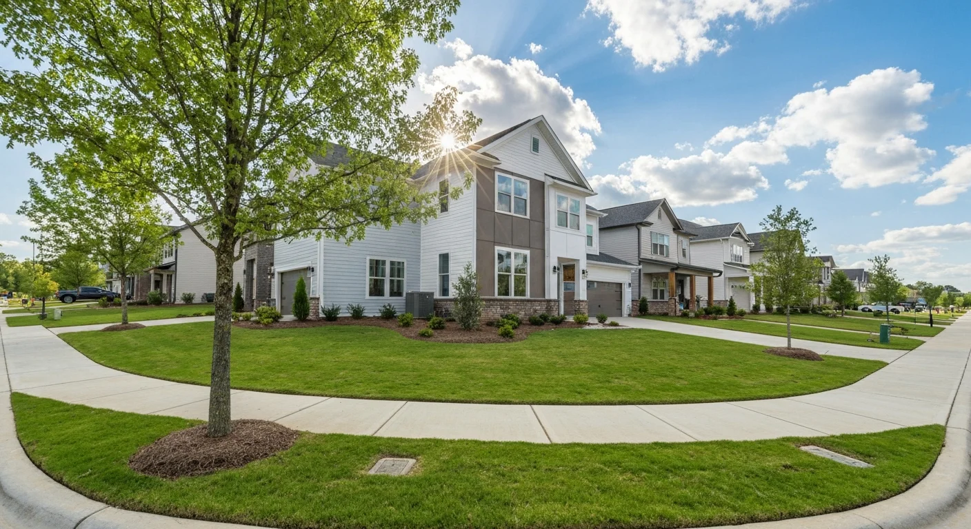 cost-of-living-indian-trail-nc-featured Cost of living in Indian Trail NC - residential neighborhood with mature trees and well-maintained homes