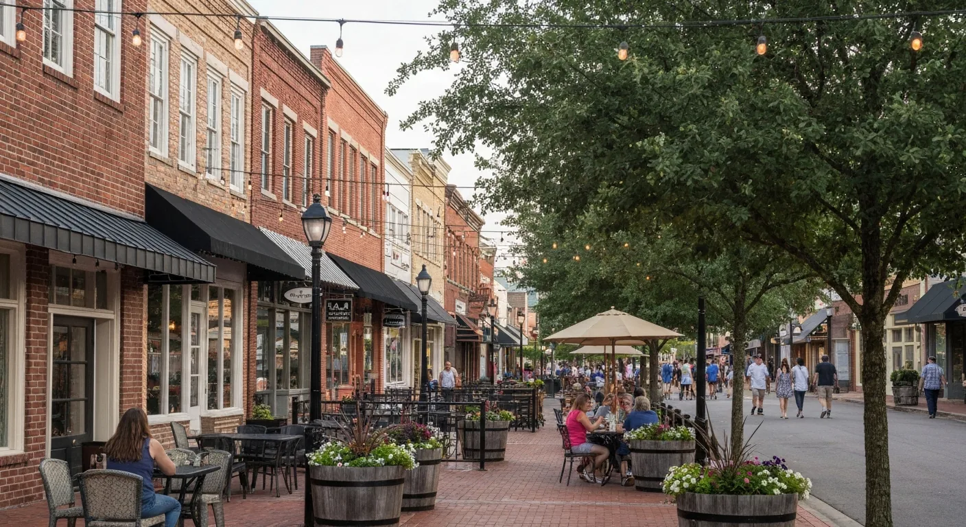 New construction homes in fort mill sc: which builders and communities are worth a tour in 2026? 1 Fort mill sc town center with shops and patio dining near new construction communities