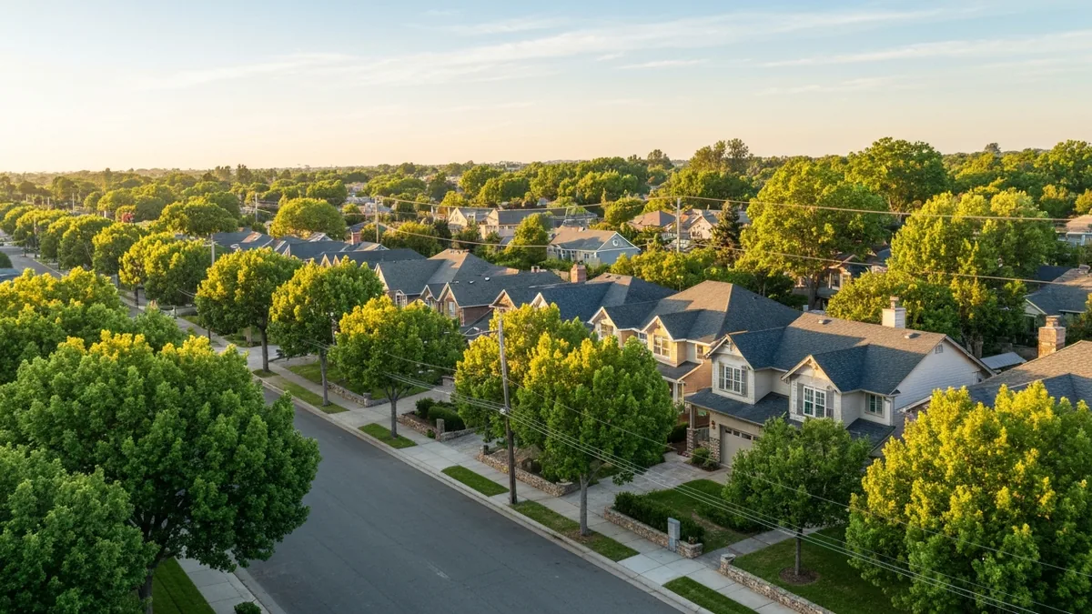 matthews-nc-housing-market-featured Matthews NC housing market: aerial view of an established suburban neighborhood near Charlotte