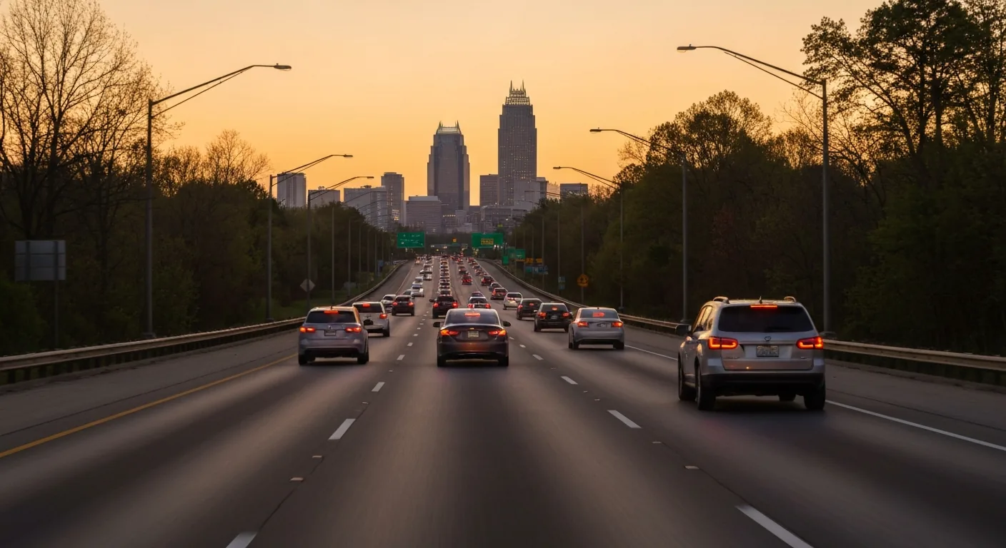 How long is the monroe to charlotte commute? What relocating buyers should expect 1 Evening traffic on the monroe to charlotte commute flowing toward the uptown skyline