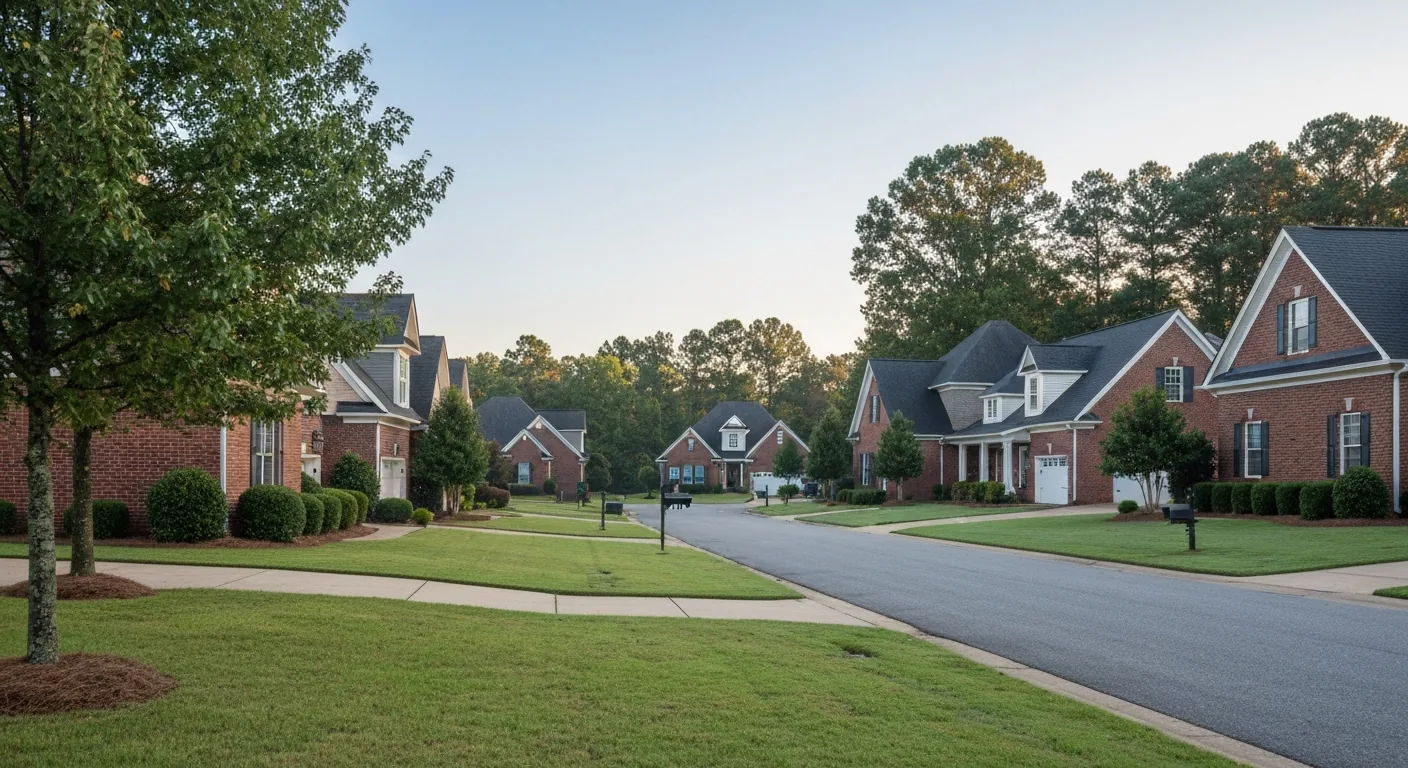 monroe-nc-housing-market-featured Monroe NC housing market: established single-family home neighborhood on a quiet residential street