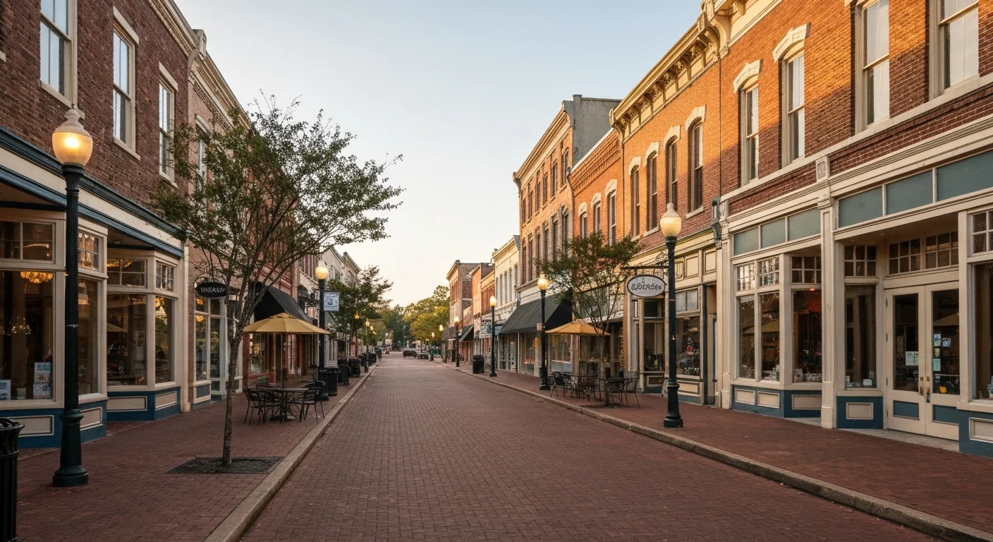 moving-to-matthews-nc-tlg-webp Moving to Matthews NC: historic downtown Matthews brick Main Street with shops
