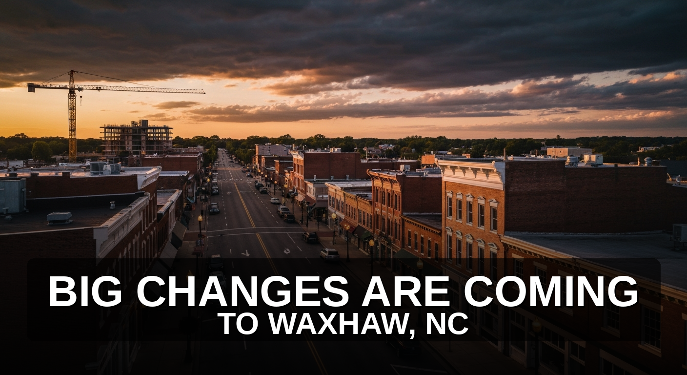 waxhaw-big-changes-coming-featured Big changes are coming to Waxhaw NC - aerial downtown view at dusk with construction