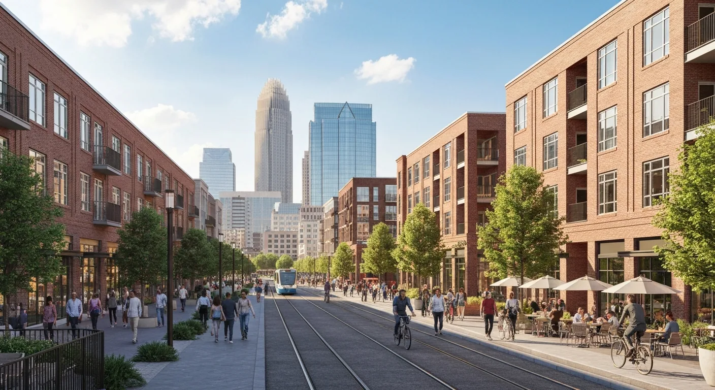 where-people-are-relocating-charlotte-nc-featured People relocating to Charlotte NC enjoy a walkable South End district near the uptown skyline