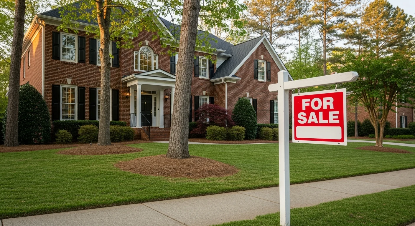 choose-realtor-to-sell-your-home-for-sale-sign For sale sign in front of a South Charlotte home, choosing a realtor to sell your home