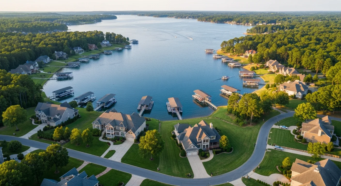 cost-of-living-lake-wylie-sc-featured Cost of living in Lake Wylie SC waterfront neighborhood aerial view