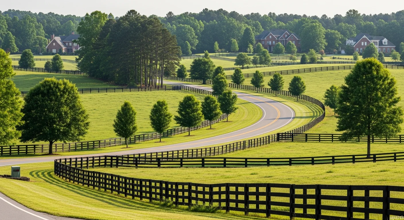 Cost of living in marvin nc: what buyers get wrong about the price 2 Estate fencing and rolling pastures along a quiet road in marvin nc
