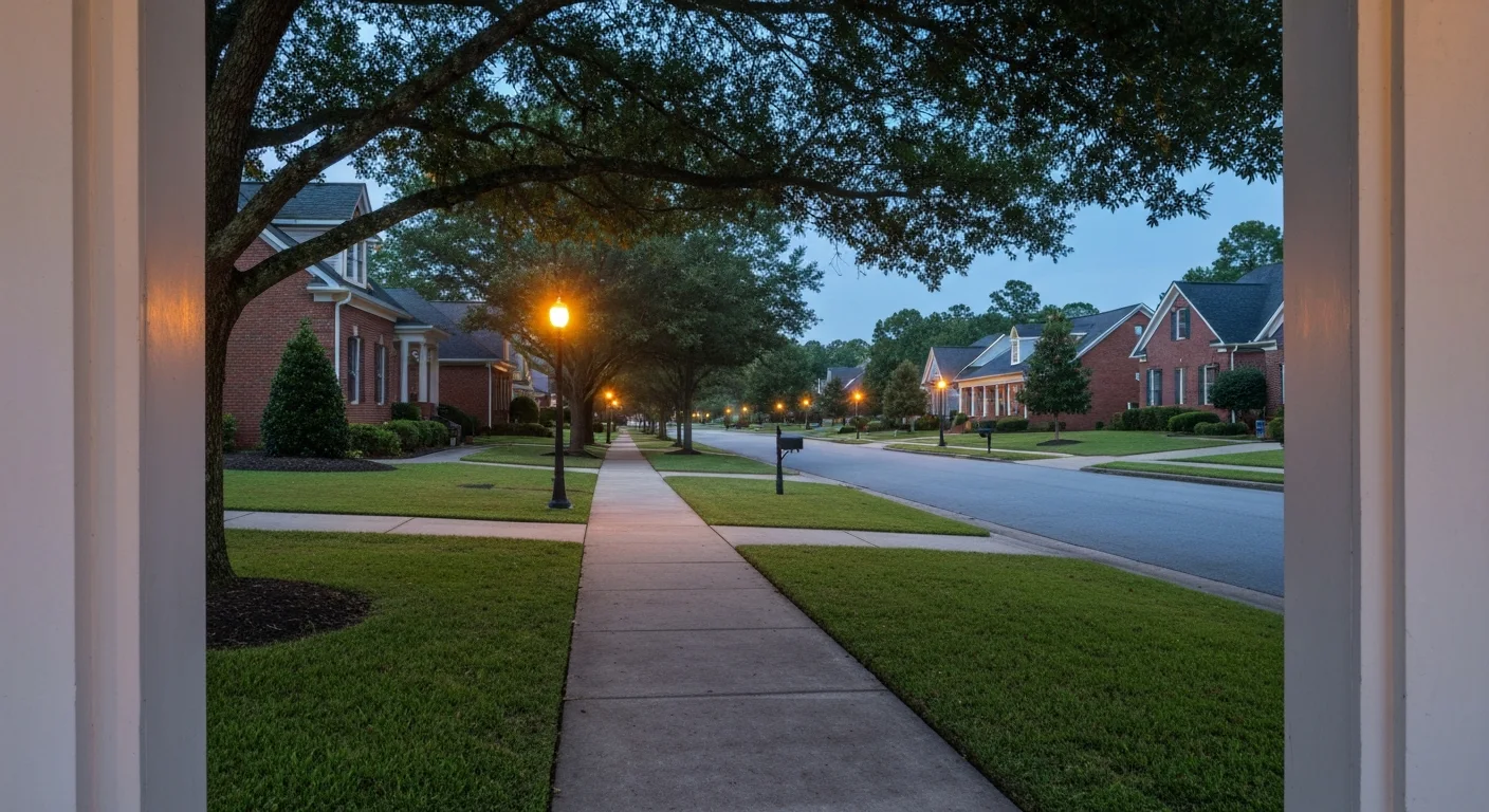 Is indian land sc safe? What the crime data shows 2 Quiet residential street at dusk in indian land sc, part of what buyers asking is indian land sc safe want to see