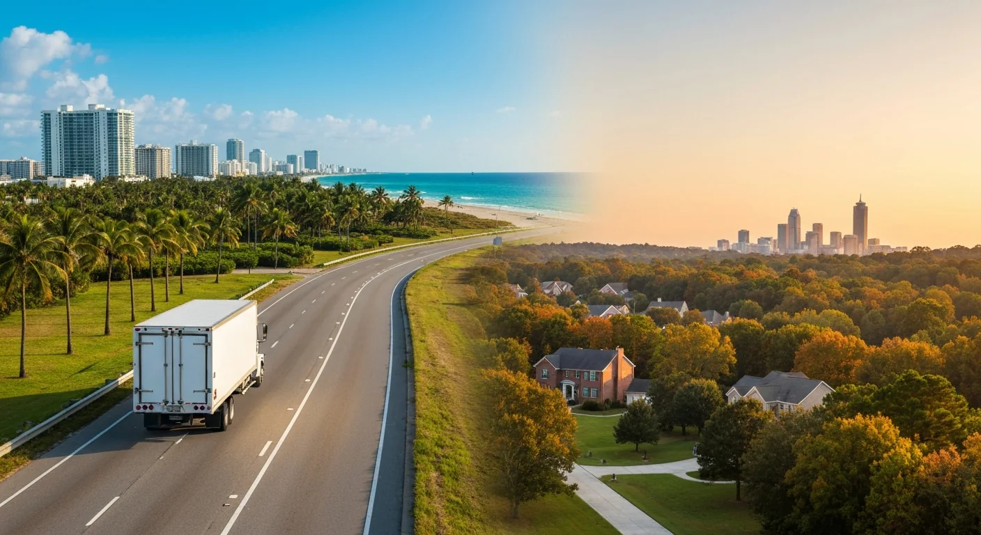 moving-from-fort-lauderdale-to-charlotte-featured Moving from Fort Lauderdale to Charlotte, a moving truck leaving the South Florida coast for south Charlotte suburbs