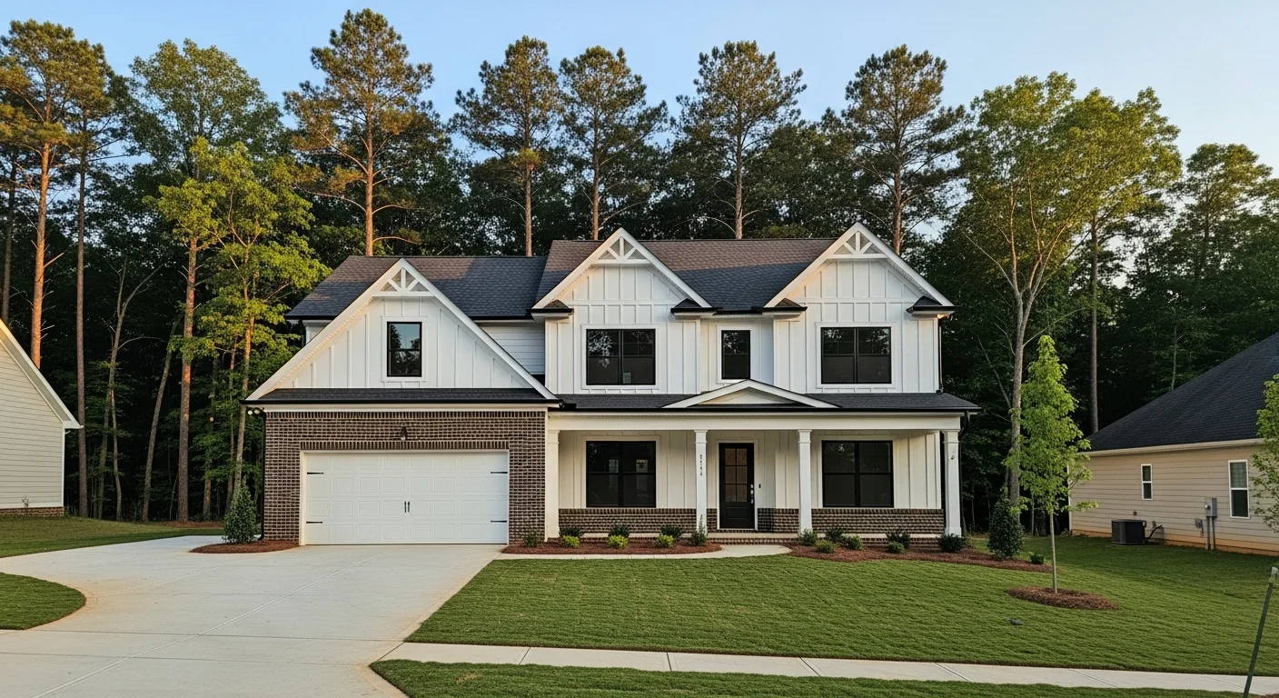 new-construction-homes-in-lake-wylie-sc-featured New construction homes in Lake Wylie SC, a newly built two-story home on a wooded lot