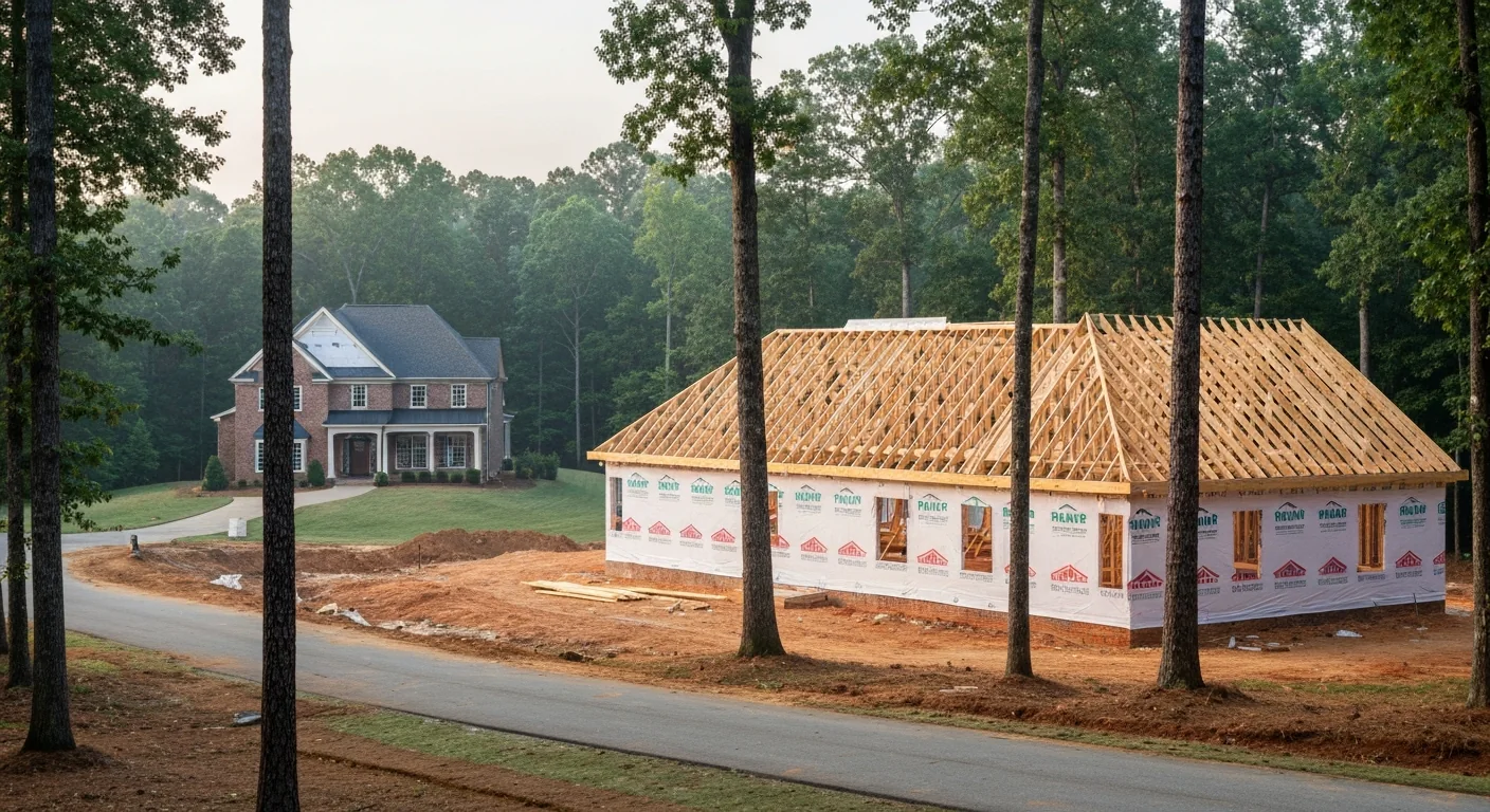 New construction homes in weddington nc: 3 communities and the real cost to build 2 New construction home under framing on a large lot in weddington nc