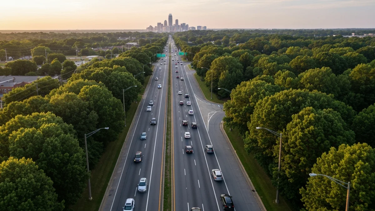 waxhaw-nc-to-charlotte-commute-featured Waxhaw NC to Charlotte commute highway corridor at golden hour