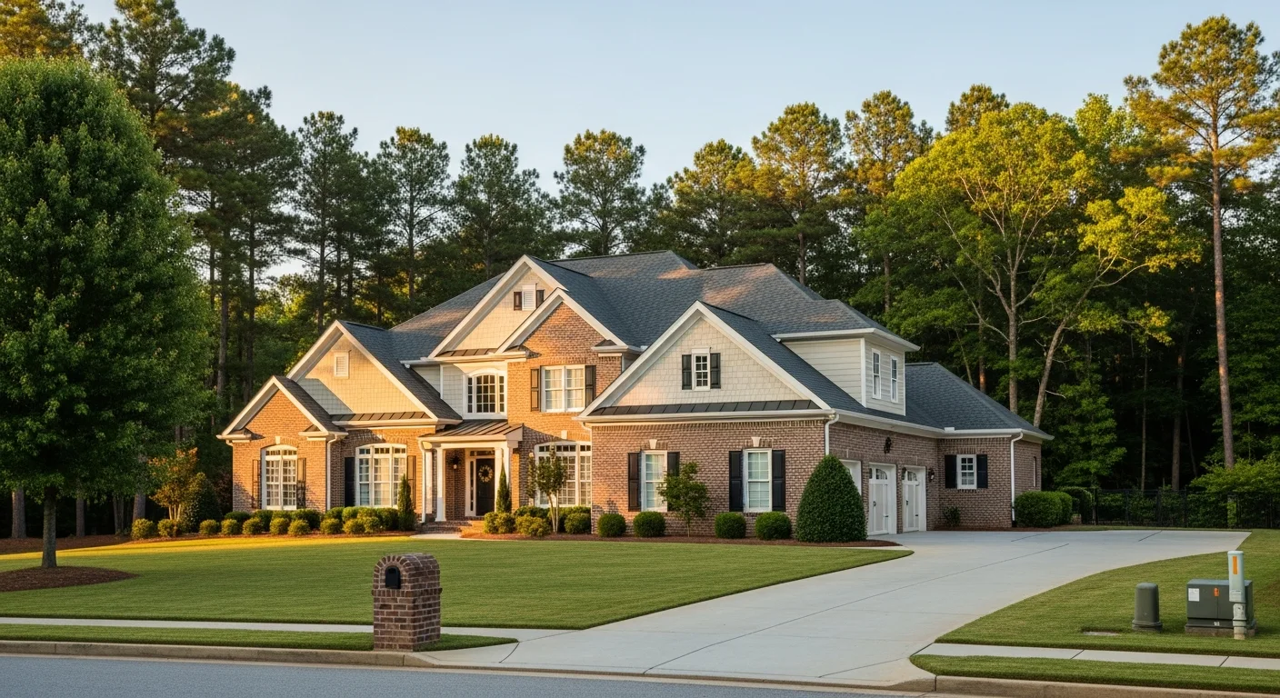 weddington-nc-housing-market-featured Weddington NC housing market 2026 - brick estate home on a one-acre wooded lot