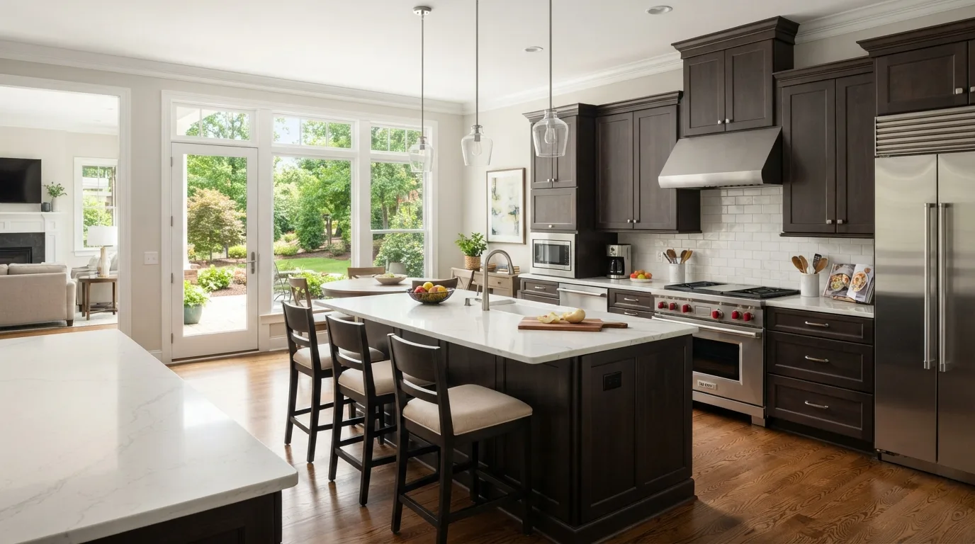 Ballantyne nc property taxes: how much will you really pay in mecklenburg county? 2 Modern kitchen interior of an upscale ballantyne home in charlotte nc with granite countertops and natural light