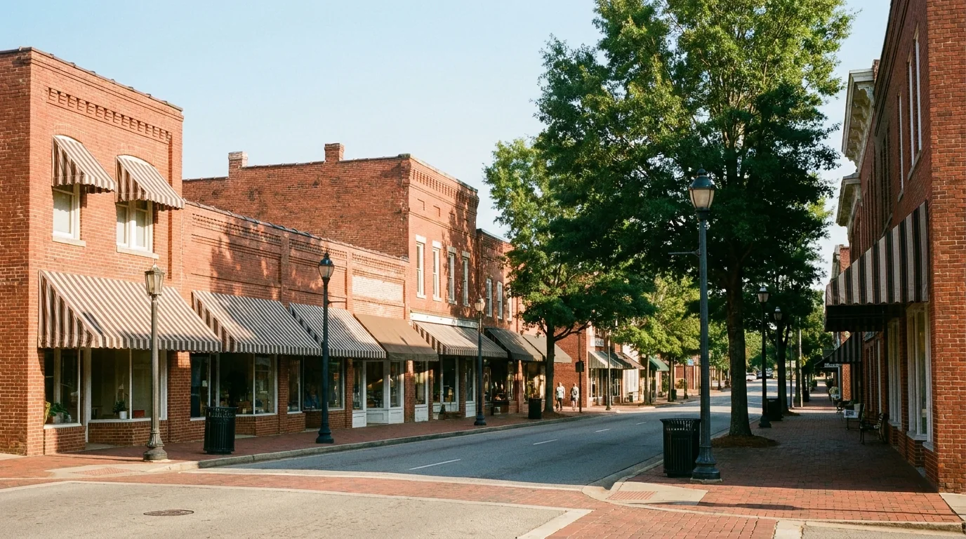 Monroe nc growth: is the town growing too fast for buyers? 2 Historic downtown monroe nc brick storefronts reflecting monroe nc growth and revitalization