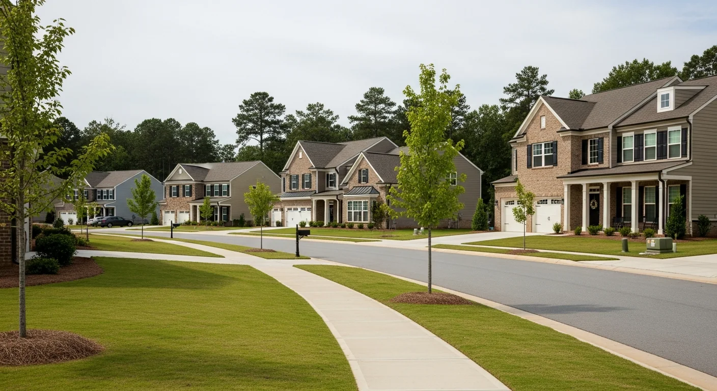 most-walkable-neighborhoods-indian-trail-featured Most walkable neighborhoods in Indian Trail NC - tree-lined community street with sidewalks