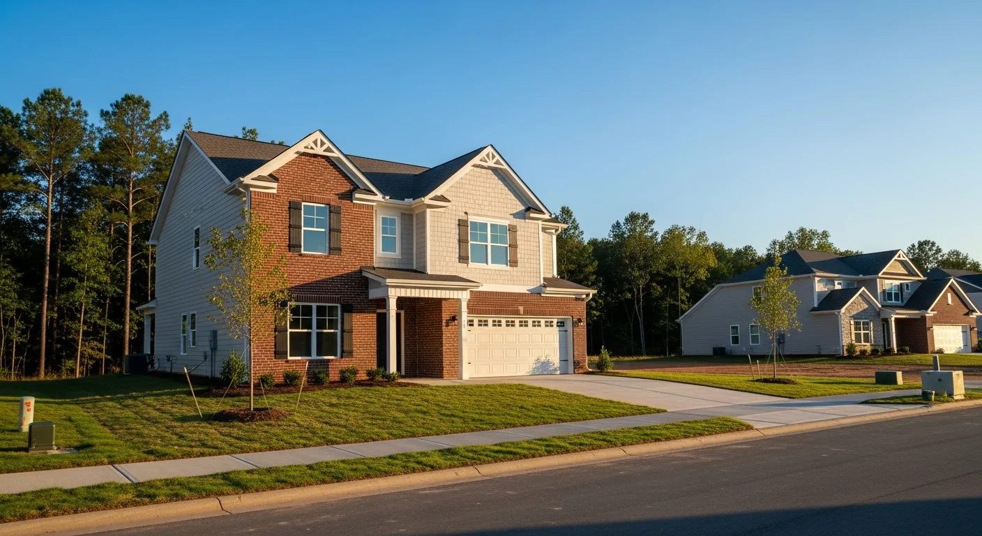 new-construction-homes-indian-land-sc New construction homes in Indian Land SC on a newly built neighborhood street