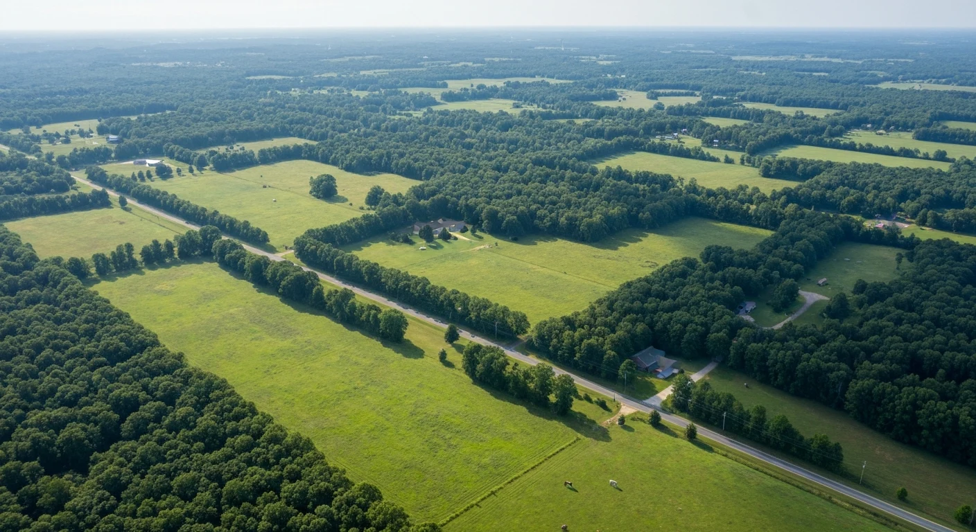 Best neighborhoods in wesley chapel nc: 10 communities compared for 2026 1 High altitude view of pastures and wooded neighborhoods around wesley chapel nc
