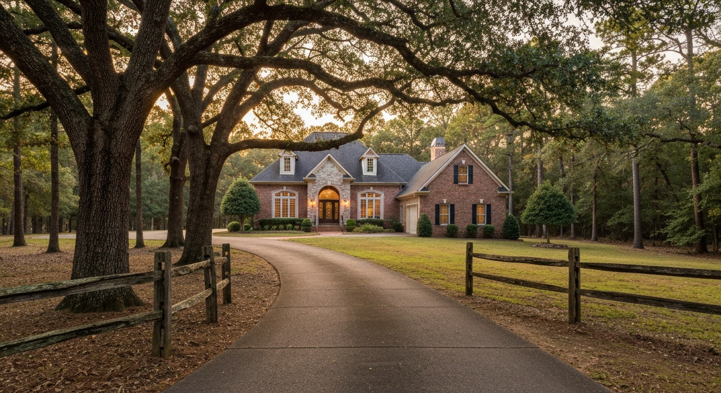 wesley-chapel-nc-town-services-featured Large home on a wooded one acre lot showing the semi-rural setting behind Wesley Chapel NC town services