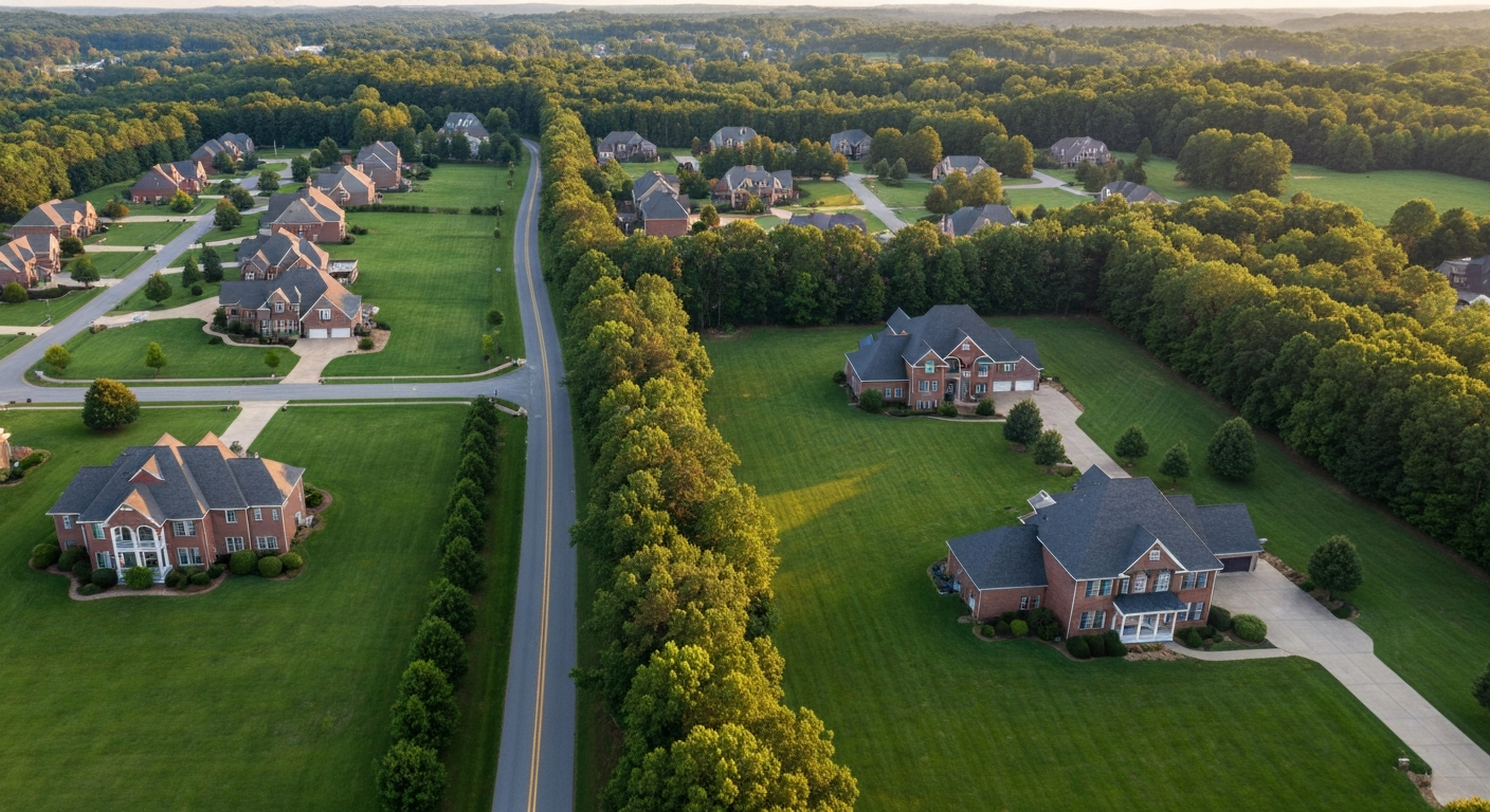 wesley-chapel-vs-weddington-nc-featured Aerial view comparing Wesley Chapel NC and Weddington NC, wesley chapel vs weddington nc home buying comparison