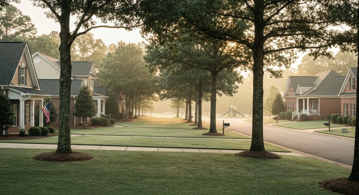 Indian Trail Nc Relocation Guide Featured Indian Trail NC relocation guide neighborhood street with brick homes and mature trees