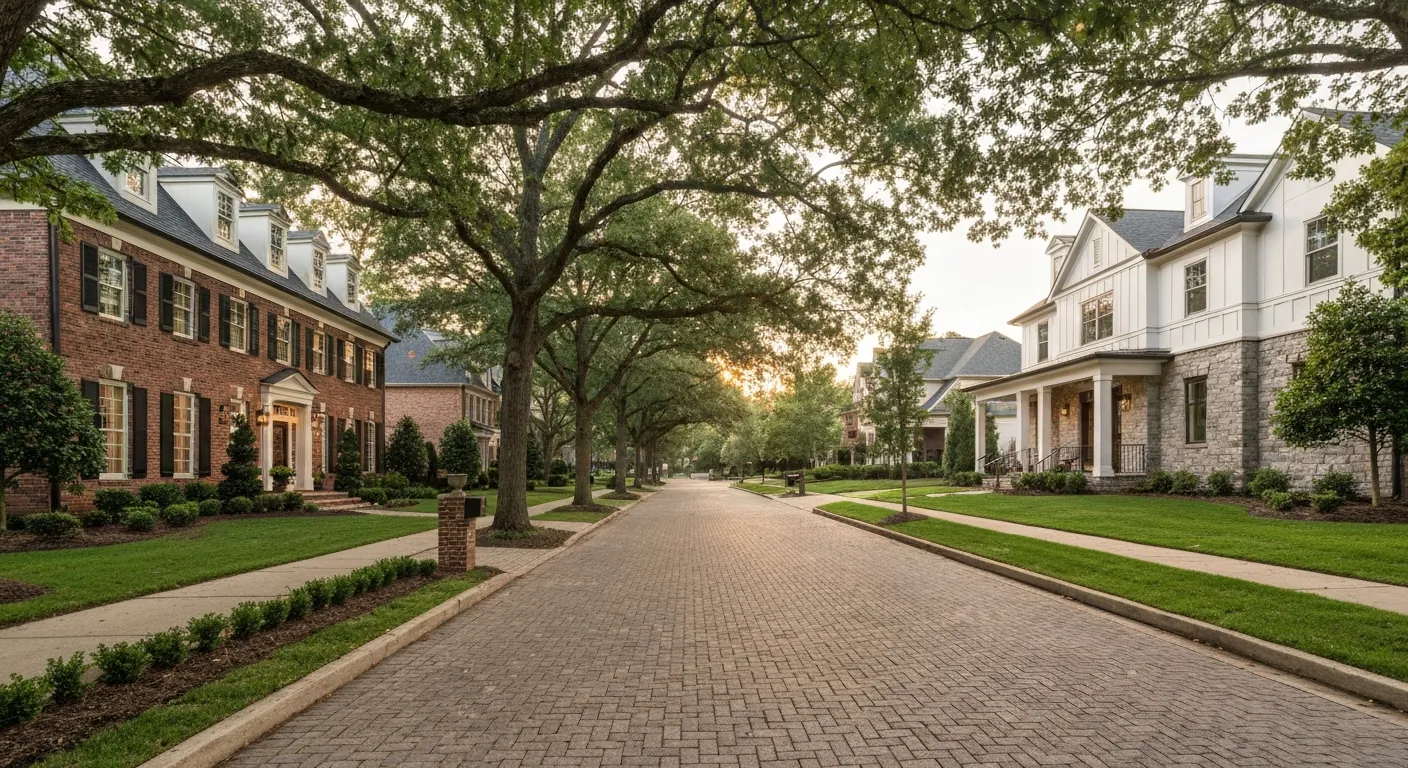 Matthews Vs Ballantyne Featured V2 Matthews vs Ballantyne NC tree lined street comparison for relocating buyers