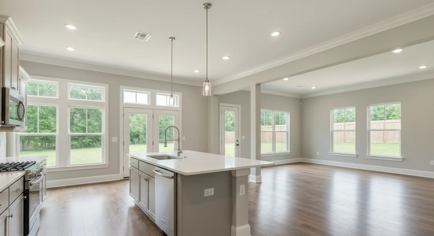 New construction homes in monroe nc: 7 active builder communities and what to expect in 2026 1 Open concept kitchen interior in a new construction home in monroe nc with natural light