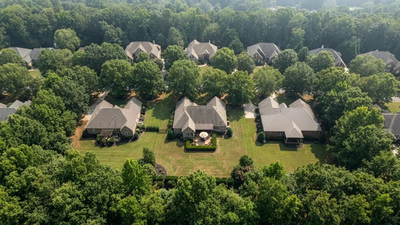 Selling a house in Indian Trail NC, aerial view of a Union County neighborhood Aerial view of an Indian Trail NC neighborhood, the comparison set for selling a house in Indian Trail