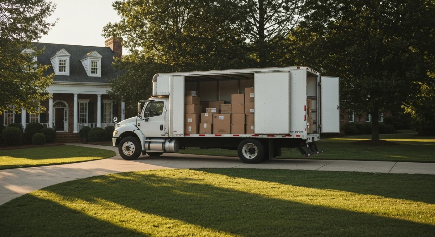 Why People Are Leaving Charlotte Nc Tlg 1 Why people are leaving Charlotte NC: moving truck in suburban driveway